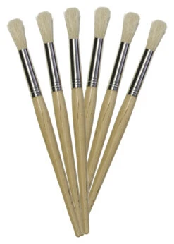 School Smart Non-Toxic Natural Stubby Paint Brush Set, 7-1/2 In, Set Of 6
