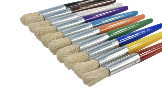 School Smart Stubby Plastic Handle Paint Brushes, 7-1/2 Inches, Assorted Colors, Pack Of 10 4 School Smart Stubby Plastic Handle Paint Brushes, 7-1/2 Inches, Assorted Colors, Pack Of 10 - Image 2