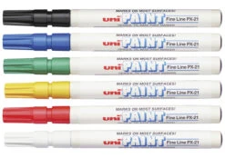 Uni-ball Uni Uni-Paint Opaque Oil Based Marker, Fine Tip, Assorted Colors, Pack Of 6