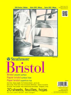Strathmore 300 Series Smooth Bristol Pad, 9 X 12 Inches, 100 Lb, 20 Sheets