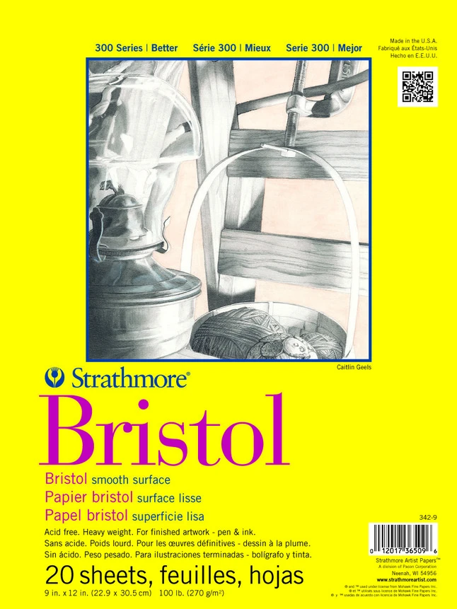 Strathmore 300 Series Smooth Bristol Pad, 9 X 12 Inches, 100 Lb, 20 Sheets 3 Strathmore 300 Series Smooth Bristol Pad, 9 X 12 Inches, 100 Lb, 20 Sheets