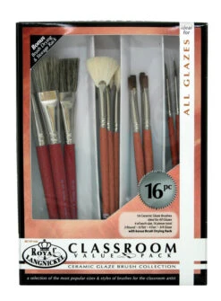 Royal & Langnickel Ceramic Handle Classroom Value Pack, Assorted Size, Set Of 16
