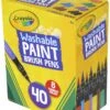 Crayola No-Drip Paint Brush Pens, 8 Assorted Colors, Set Of 40