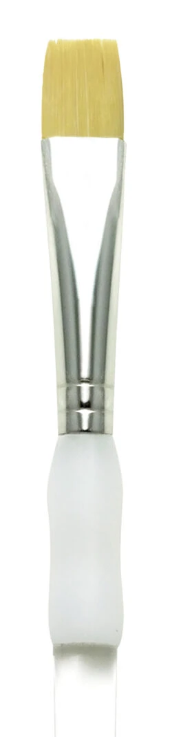 Royal & Langnickel Soft Grip Flat Golden Taklon Fiber Non-Slip Rubber Grip Acrylic Handle Paint Brush, Size 12, Pack Of 12