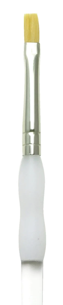 Royal & Langnickel Soft Grip Flat Golden Taklon Fiber Non-Slip Rubber Grip Acrylic Handle Paint Brush, Size 4, Pack Of 12