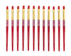 Royal & Langnickel Big Kids Choice Flat Synthetic Hair Soft Rubber Grip Handle Paint Brush, Size 8, Pack Of 12 -Art Supplies 1300676 ecommfullsize