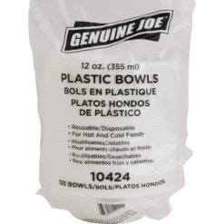 Genuine Joe Disposable/Reusable Plastic Bowl, 12 Oz, White, Pack Of 125