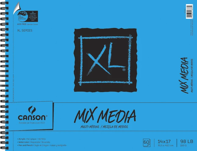 Canson XL Mixed Media Paper Pad, 98 Lb, 14 X 17 Inches, 60 Sheets 3 Canson XL Mixed Media Paper Pad, 98 Lb, 14 X 17 Inches, 60 Sheets