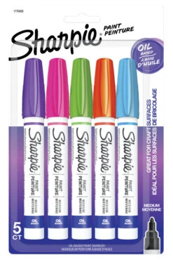 Sharpie Oil Based Paint Marker, Assorted Fashion Colors, Pack Of 5