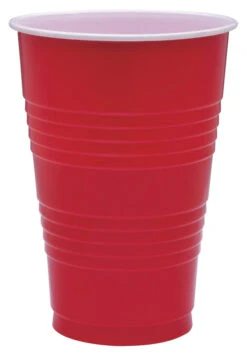 Genuine Joe Disposable Party Cup, 16 Ounces, Red, Pack Of 50