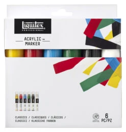 Liquitex Professional Wide Tip Paint Markers, Assorted Primary Colors, Set Of 6