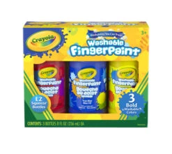 Crayola Washable Bold Fingerpaint Set, Bottle, Primary, Set Of 3