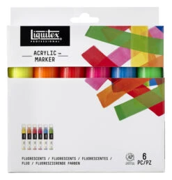 Liquitex Professional Wide Tip Paint Markers, Assorted Fluorescent Colors, Set Of 6