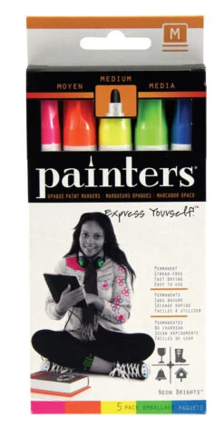 Painters Opaque Paint Markers, Neon Colors, Set Of 5