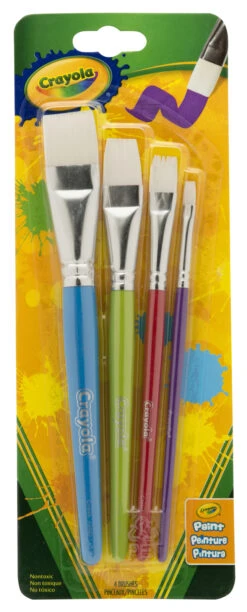 Crayola Flat Big Paintbrush Set, 4-3/4 In OAL, Set Of 4