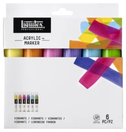 Liquitex Professional Wide Tip Paint Markers, Assorted Vibrant Colors, Set Of 6
