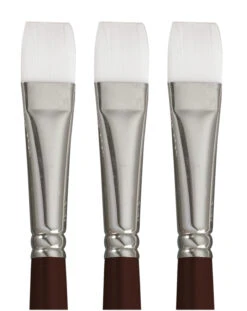 Sax Optimum White Synthetic Taklon Paint Brushes, Flat, Pack Of 3