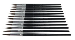 School Smart Short Handle Watercolor Brushes, Round, Size 10, Pack Of 12