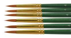 Sax Optimum Golden Synthetic Taklon Paint Brushes, Round, Size 4, Pack Of 6 -Art Supplies 1567608 B ecommfullsize
