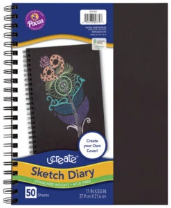 Ucreate Create-Your-Own Sketch Diary, 11 X 8-1/2 Inches, Black Cover, 50 Sheets