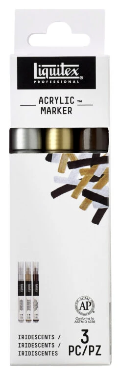 Liquitex Professional Fine Tip Paint Markers, Assorted Iridescent Colors, Set Of 3