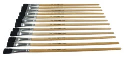 School Smart Black Bristle Long Handle Flat Paint Brush, 1/2 Inch, Pack Of 12