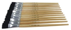 School Smart Paint Brushes, Flat Black Bristle, Long Handle, 1 Inch, Pack Of 12