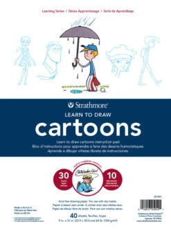 Strathmore Learn To Draw Cartoons Instructional Drawing Pad, 9 X 12 Inches, 64 Lb, 40 Sheets