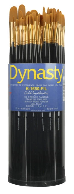 Dynasty B-1650 Art Education Filbert Paint Brushes, Classroom Cylinder, Set Of 60