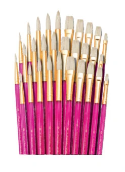 Royal & Langnickel Firm White Bristle Acrylic Handle Brushes, Set Of 30