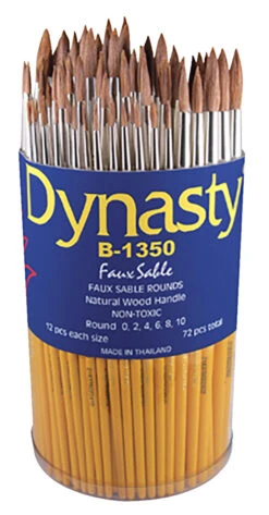 Dynasty B-1350 Imitation Sable Round Paint Brushes, Set Of 72