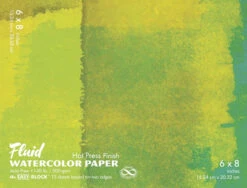 FOLIA Fluid Hot Press Easy Block Watercolor Paper, 6 X 8 Inches, 15 Sheets