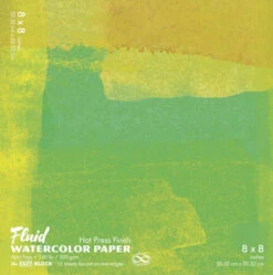 FOLIA Fluid Hot Press Easy Block Watercolor Paper, 8 X 8 Inches, 15 Sheets