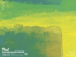 FOLIA Fluid Hot Press Easy Block Watercolor Paper, 9 X 12 Inches, 15 Sheets