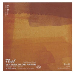 FOLIA Fluid Cold Press Easy Block Watercolor Paper, 8 X 8 Inches, 15 Sheets