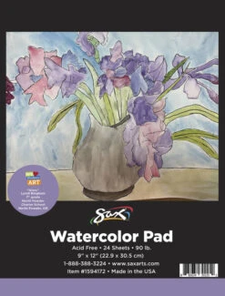 Sax Watercolor Pad, 90 Lb, 9 X 12 Inches, White, 24 Sheets