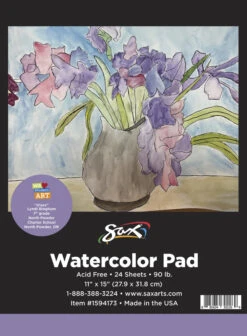 Sax Watercolor Pad, 90 Lb, 11 X 15 Inches, White, 24 Sheets