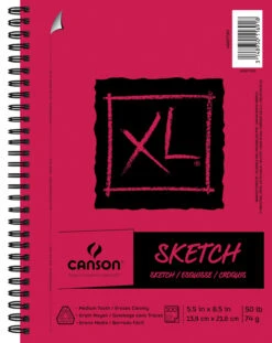 Canson XL Sketch Pad, Side Wire, 5-1/2 X 8-1/2 Inches, White, 100 Sheets