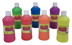 School Smart Washable Finger Paints, Assorted Neon Colors, Pint Set Of 7