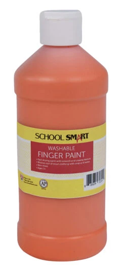 School Smart Washable Finger Paint, Orange, 1 Pint
