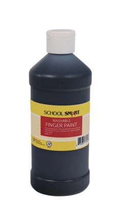 School Smart Washable Finger Paint, Black, 1 Pint