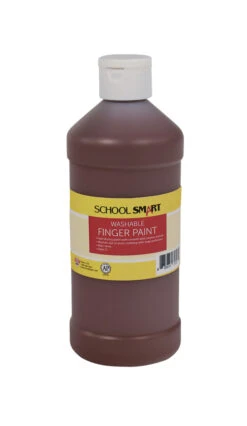 School Smart Washable Finger Paint, Brown, 1 Pint