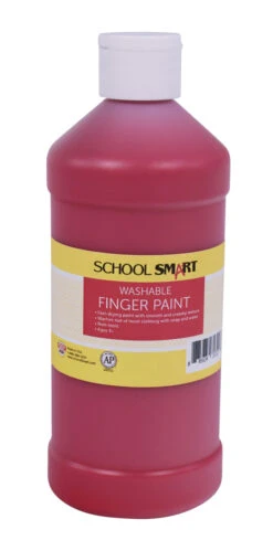 School Smart Washable Finger Paint, Red, 1 Pint