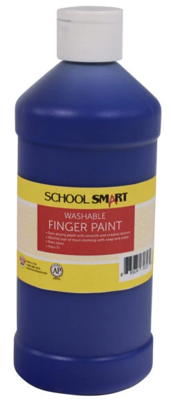 School Smart Washable Finger Paint, Blue, 1 Pint