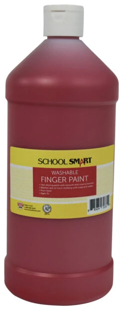 School Smart Washable Finger Paint, Red, 1 Quart