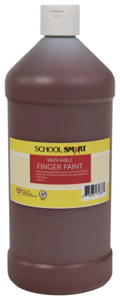 School Smart Washable Finger Paint, Brown, 1 Quart