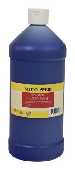 School Smart Washable Finger Paint, Blue, 1 Quart