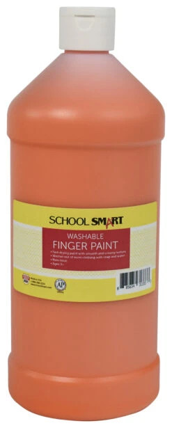 School Smart Washable Finger Paint, Orange, 1 Quart