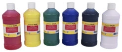 School Smart Washable Finger Paints, Assorted Primary Colors, Pint Set Of 6