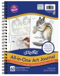 Ucreate All-in-One Art Journal, 9 X 12 Inches, White, 60 Sheets